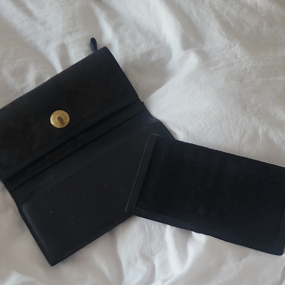 Coach Bllack Wallet with Gold Button